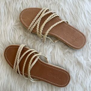 Madewell Kathryn Espadrille Slide Sandal Cream leather